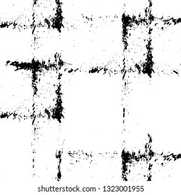 Rough, scratch, splatter grunge pattern design brush strokes. Overlay texture. Faded black-white dyed paper texture. Sketch grunge design. Use for poster, cover, banner, mock-up, stickers layout.