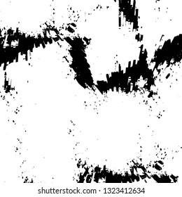 Rough, scratch, splatter grunge pattern design brush strokes. Overlay texture. Faded black-white dyed paper texture. Sketch grunge design. Use for poster, cover, banner, mock-up, stickers layout.