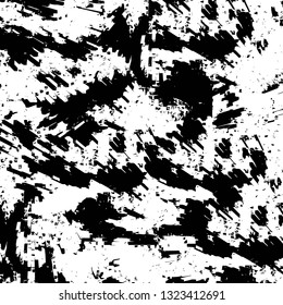 Rough, scratch, splatter grunge pattern design brush strokes. Overlay texture. Faded black-white dyed paper texture. Sketch grunge design. Use for poster, cover, banner, mock-up, stickers layout.