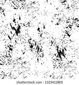 Rough, scratch, splatter grunge pattern design brush strokes. Overlay texture. Faded black-white dyed paper texture. Sketch grunge design. Use for poster, cover, banner, mock-up, stickers layout.