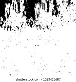 Rough, scratch, splatter grunge pattern design brush strokes. Overlay texture. Faded black-white dyed paper texture. Sketch grunge design. Use for poster, cover, banner, mock-up, stickers layout.