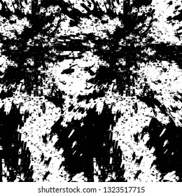 Rough, scratch, splatter grunge pattern design brush strokes. Overlay texture. Faded black-white dyed paper texture. Sketch grunge design. Use for poster, cover, banner, mock-up, stickers layout.