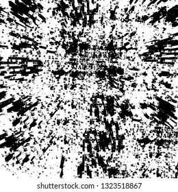 Rough, scratch, splatter grunge pattern design brush strokes. Overlay texture. Faded black-white dyed paper texture. Sketch grunge design. Use for poster, cover, banner, mock-up, stickers layout.