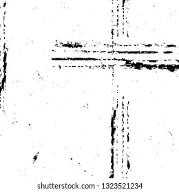 Rough, scratch, splatter grunge pattern design brush strokes. Overlay texture. Faded black-white dyed paper texture. Sketch grunge design. Use for poster, cover, banner, mock-up, stickers layout.