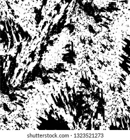 Rough, scratch, splatter grunge pattern design brush strokes. Overlay texture. Faded black-white dyed paper texture. Sketch grunge design. Use for poster, cover, banner, mock-up, stickers layout.