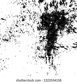 Rough, scratch, splatter grunge pattern design brush strokes. Overlay texture. Faded black-white dyed paper texture. Sketch grunge design. Use for poster, cover, banner, mock-up, stickers layout.