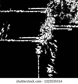 Rough, scratch, splatter grunge pattern design brush strokes. Overlay texture. Faded black-white dyed paper texture. Sketch grunge design. Use for poster, cover, banner, mock-up, stickers layout.