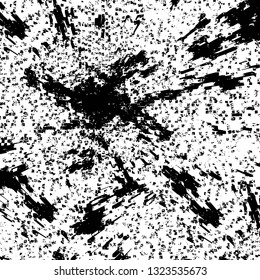 Rough, scratch, splatter grunge pattern design brush strokes. Overlay texture. Faded black-white dyed paper texture. Sketch grunge design. Use for poster, cover, banner, mock-up, stickers layout.