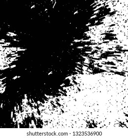 Rough, scratch, splatter grunge pattern design brush strokes. Overlay texture. Faded black-white dyed paper texture. Sketch grunge design. Use for poster, cover, banner, mock-up, stickers layout.