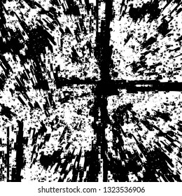 Rough, scratch, splatter grunge pattern design brush strokes. Overlay texture. Faded black-white dyed paper texture. Sketch grunge design. Use for poster, cover, banner, mock-up, stickers layout.