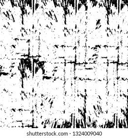 Rough, scratch, splatter grunge pattern design brush strokes. Overlay texture. Faded black-white dyed paper texture. Sketch grunge design. Use for poster, cover, banner, mock-up, stickers layout.