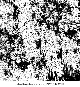 Rough, scratch, splatter grunge pattern design brush strokes. Overlay texture. Faded black-white dyed paper texture. Sketch grunge design. Use for poster, cover, banner, mock-up, stickers layout.