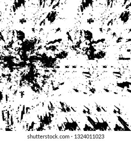 Rough, scratch, splatter grunge pattern design brush strokes. Overlay texture. Faded black-white dyed paper texture. Sketch grunge design. Use for poster, cover, banner, mock-up, stickers layout.