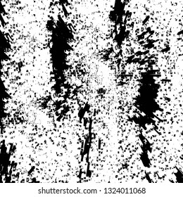 Rough, scratch, splatter grunge pattern design brush strokes. Overlay texture. Faded black-white dyed paper texture. Sketch grunge design. Use for poster, cover, banner, mock-up, stickers layout.