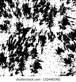Rough, scratch, splatter grunge pattern design brush strokes. Overlay texture. Faded black-white dyed paper texture. Sketch grunge design. Use for poster, cover, banner, mock-up, stickers layout.