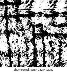 Rough, scratch, splatter grunge pattern design brush strokes. Overlay texture. Faded black-white dyed paper texture. Sketch grunge design. Use for poster, cover, banner, mock-up, stickers layout.