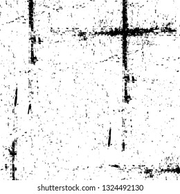 Rough, scratch, splatter grunge pattern design brush strokes. Overlay texture. Faded black-white dyed paper texture. Sketch grunge design. Use for poster, cover, banner, mock-up, stickers layout.