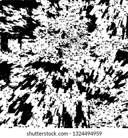 Rough, scratch, splatter grunge pattern design brush strokes. Overlay texture. Faded black-white dyed paper texture. Sketch grunge design. Use for poster, cover, banner, mock-up, stickers layout.