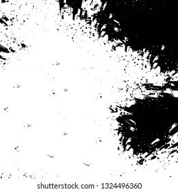 Rough, scratch, splatter grunge pattern design brush strokes. Overlay texture. Faded black-white dyed paper texture. Sketch grunge design. Use for poster, cover, banner, mock-up, stickers layout.