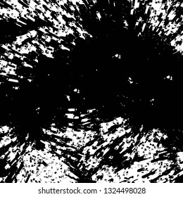 Rough, scratch, splatter grunge pattern design brush strokes. Overlay texture. Faded black-white dyed paper texture. Sketch grunge design. Use for poster, cover, banner, mock-up, stickers layout.