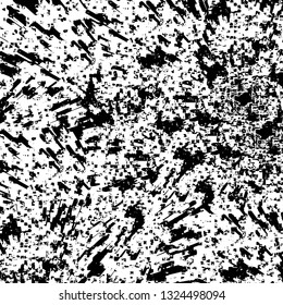 Rough, scratch, splatter grunge pattern design brush strokes. Overlay texture. Faded black-white dyed paper texture. Sketch grunge design. Use for poster, cover, banner, mock-up, stickers layout.