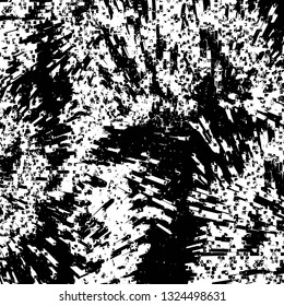 Rough, scratch, splatter grunge pattern design brush strokes. Overlay texture. Faded black-white dyed paper texture. Sketch grunge design. Use for poster, cover, banner, mock-up, stickers layout.