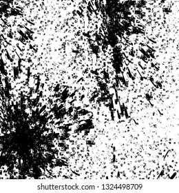Rough, scratch, splatter grunge pattern design brush strokes. Overlay texture. Faded black-white dyed paper texture. Sketch grunge design. Use for poster, cover, banner, mock-up, stickers layout.