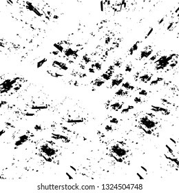 Rough, scratch, splatter grunge pattern design brush strokes. Overlay texture. Faded black-white dyed paper texture. Sketch grunge design. Use for poster, cover, banner, mock-up, stickers layout.