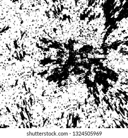 Rough, scratch, splatter grunge pattern design brush strokes. Overlay texture. Faded black-white dyed paper texture. Sketch grunge design. Use for poster, cover, banner, mock-up, stickers layout.
