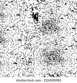 Rough, scratch, splatter grunge pattern design brush strokes. Overlay texture. Faded black-white dyed paper texture. Sketch grunge design. Use for poster, cover, banner, mock-up, stickers layout.