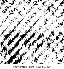 Rough, scratch, splatter grunge pattern design brush strokes. Overlay texture. Faded black-white dyed paper texture. Sketch grunge design. Use for poster, cover, banner, mock-up, stickers layout.