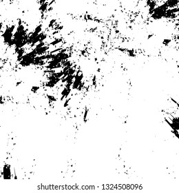 Rough, scratch, splatter grunge pattern design brush strokes. Overlay texture. Faded black-white dyed paper texture. Sketch grunge design. Use for poster, cover, banner, mock-up, stickers layout.