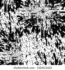 Rough, scratch, splatter grunge pattern design brush strokes. Overlay texture. Faded black-white dyed paper texture. Sketch grunge design. Use for poster, cover, banner, mock-up, stickers layout.