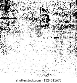 Rough, scratch, splatter grunge pattern design brush strokes. Overlay texture. Faded black-white dyed paper texture. Sketch grunge design. Use for poster, cover, banner, mock-up, stickers layout.