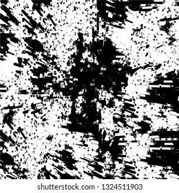 Rough, scratch, splatter grunge pattern design brush strokes. Overlay texture. Faded black-white dyed paper texture. Sketch grunge design. Use for poster, cover, banner, mock-up, stickers layout.
