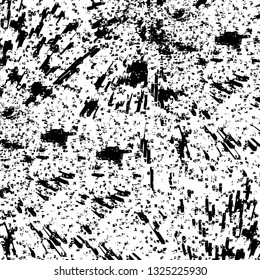 Rough, scratch, splatter grunge pattern design brush strokes. Overlay texture. Faded black-white dyed paper texture. Sketch grunge design. Use for poster, cover, banner, mock-up, stickers layout.