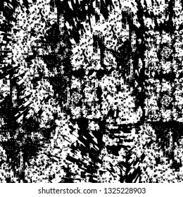 Rough, scratch, splatter grunge pattern design brush strokes. Overlay texture. Faded black-white dyed paper texture. Sketch grunge design. Use for poster, cover, banner, mock-up, stickers layout.