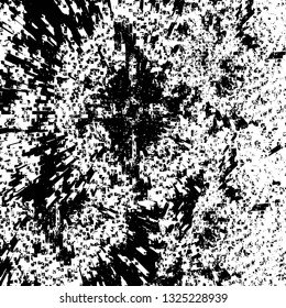 Rough, scratch, splatter grunge pattern design brush strokes. Overlay texture. Faded black-white dyed paper texture. Sketch grunge design. Use for poster, cover, banner, mock-up, stickers layout.