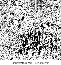 Rough, scratch, splatter grunge pattern design brush strokes. Overlay texture. Faded black-white dyed paper texture. Sketch grunge design. Use for poster, cover, banner, mock-up, stickers layout.
