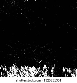 Rough, scratch, splatter grunge pattern design brush strokes. Overlay texture. Faded black-white dyed paper texture. Sketch grunge design. Use for poster, cover, banner, mock-up, stickers layout.