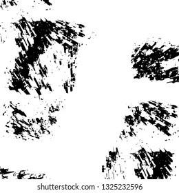 Rough, scratch, splatter grunge pattern design brush strokes. Overlay texture. Faded black-white dyed paper texture. Sketch grunge design. Use for poster, cover, banner, mock-up, stickers layout.