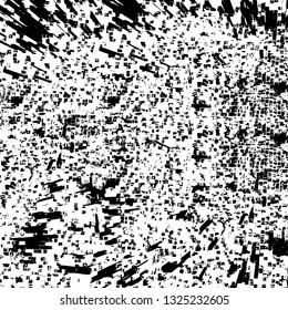 Rough, scratch, splatter grunge pattern design brush strokes. Overlay texture. Faded black-white dyed paper texture. Sketch grunge design. Use for poster, cover, banner, mock-up, stickers layout.