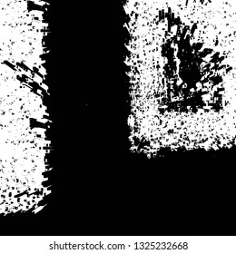 Rough, scratch, splatter grunge pattern design brush strokes. Overlay texture. Faded black-white dyed paper texture. Sketch grunge design. Use for poster, cover, banner, mock-up, stickers layout.