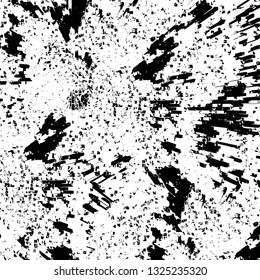 Rough, scratch, splatter grunge pattern design brush strokes. Overlay texture. Faded black-white dyed paper texture. Sketch grunge design. Use for poster, cover, banner, mock-up, stickers layout.