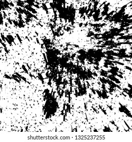 Rough, scratch, splatter grunge pattern design brush strokes. Overlay texture. Faded black-white dyed paper texture. Sketch grunge design. Use for poster, cover, banner, mock-up, stickers layout.