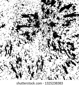 Rough, scratch, splatter grunge pattern design brush strokes. Overlay texture. Faded black-white dyed paper texture. Sketch grunge design. Use for poster, cover, banner, mock-up, stickers layout.
