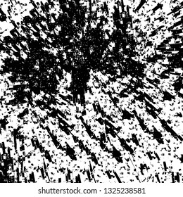Rough, scratch, splatter grunge pattern design brush strokes. Overlay texture. Faded black-white dyed paper texture. Sketch grunge design. Use for poster, cover, banner, mock-up, stickers layout.