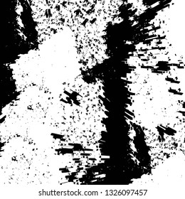 Rough, scratch, splatter grunge pattern design brush strokes. Overlay texture. Faded black-white dyed paper texture. Sketch grunge design. Use for poster, cover, banner, mock-up, stickers layout.