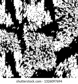 Rough, scratch, splatter grunge pattern design brush strokes. Overlay texture. Faded black-white dyed paper texture. Sketch grunge design. Use for poster, cover, banner, mock-up, stickers layout.