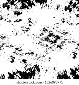Rough, scratch, splatter grunge pattern design brush strokes. Overlay texture. Faded black-white dyed paper texture. Sketch grunge design. Use for poster, cover, banner, mock-up, stickers layout.